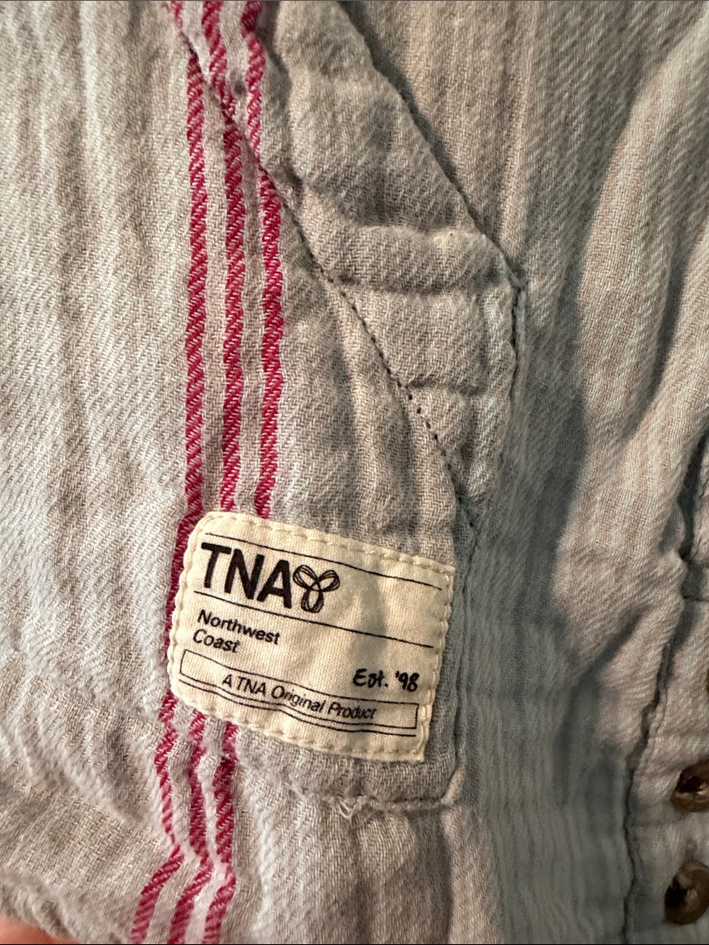 TNA Light Blue Hooded Pullover with Pink Stripes - Picture 4 of 6